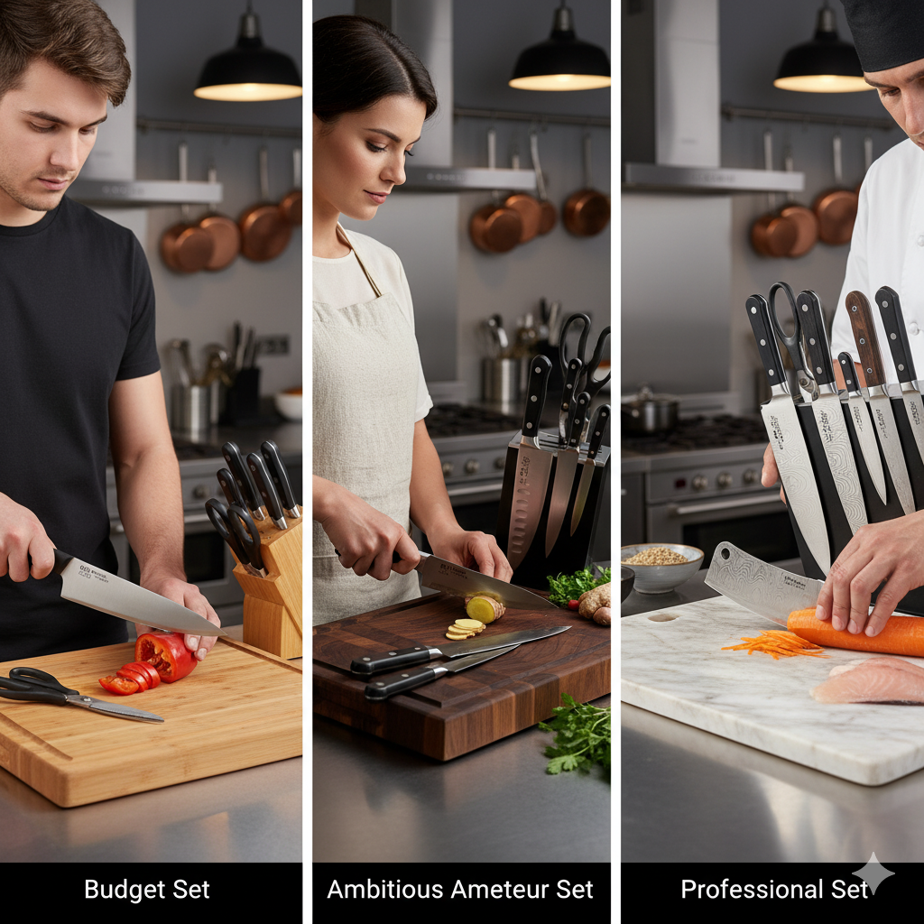 Comparatif des sets de couteaux de cuisine pour les chefs en herbe à Noël