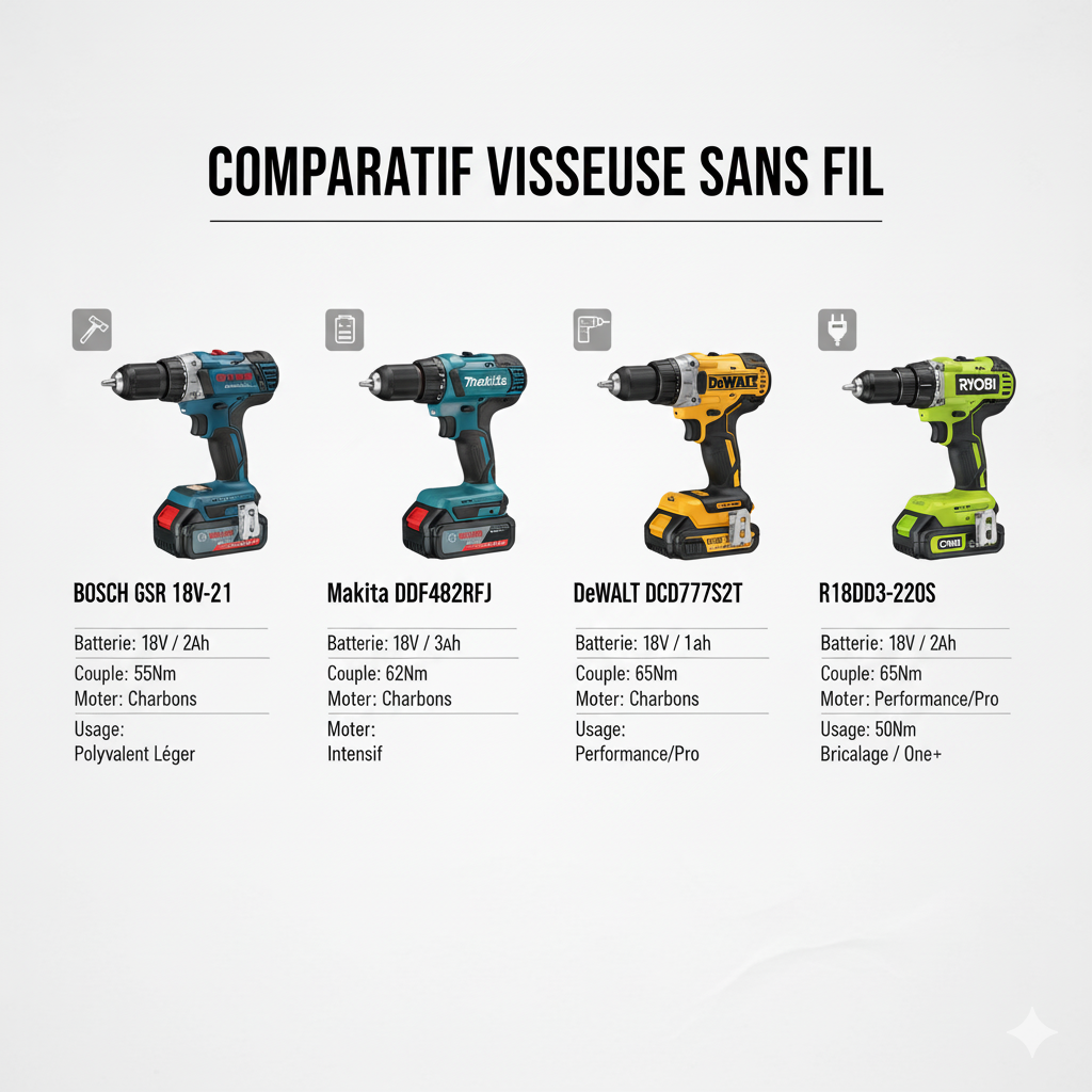 Visseuse Comparatif : Tableau marques et prix