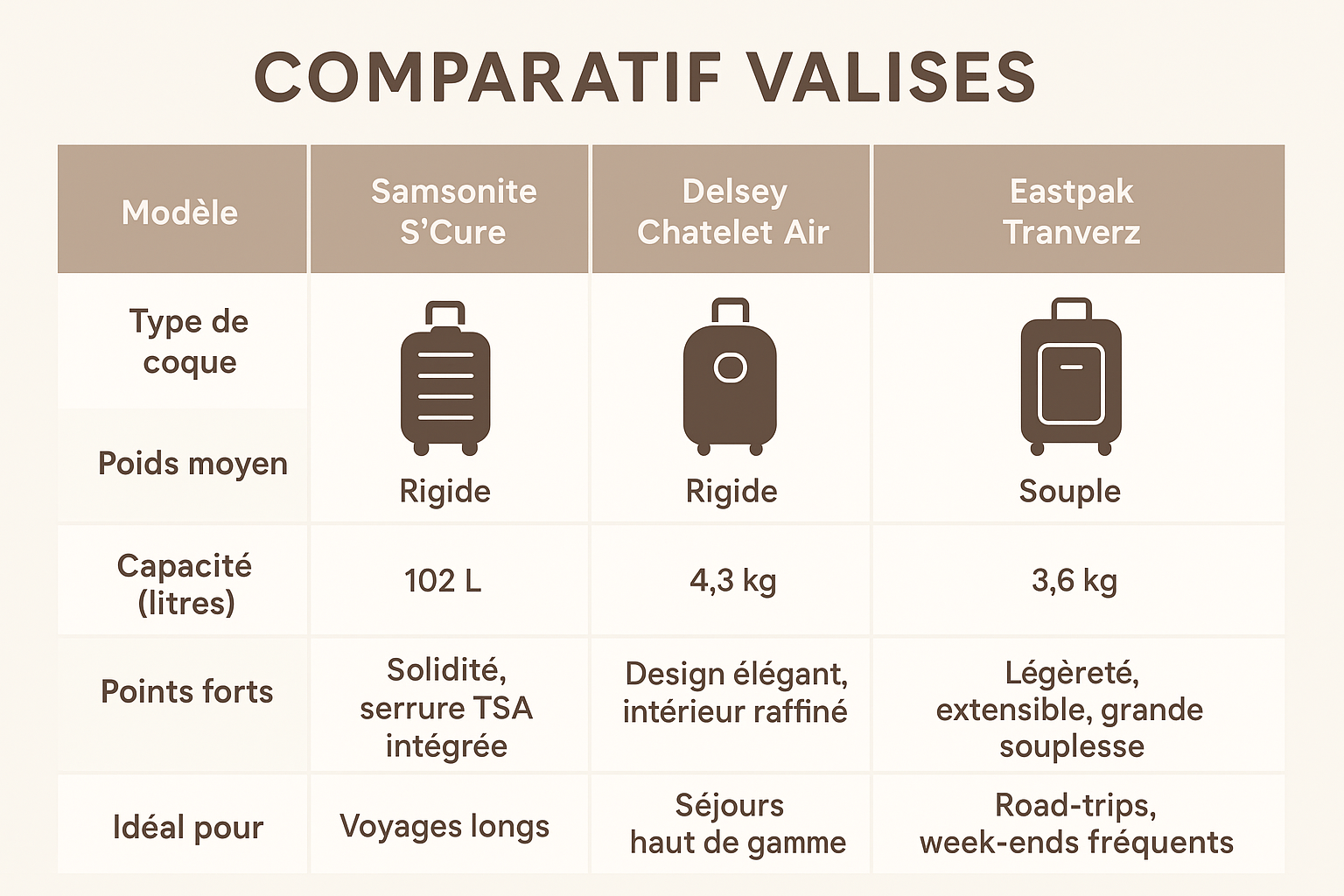 Comparatif des meilleures valises : choisir le bagage adapté à vos voyages